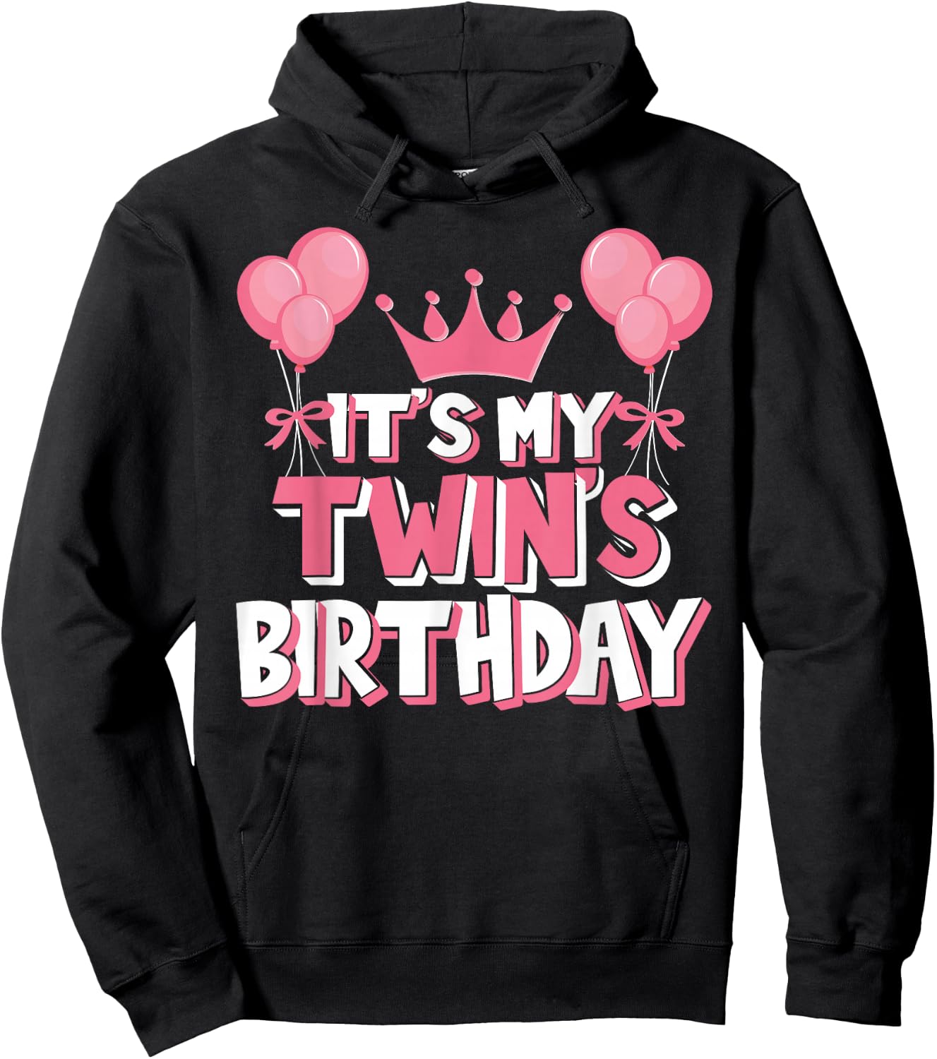 Family Matching Clothing Idea For Birthday Party - It's My Twin's Birthday Celebration - - Black - Small - Short Sleeve - Graphic Modern - Graphic Quote Design for Twin's Birthday Hoodie - Hoodie | Black