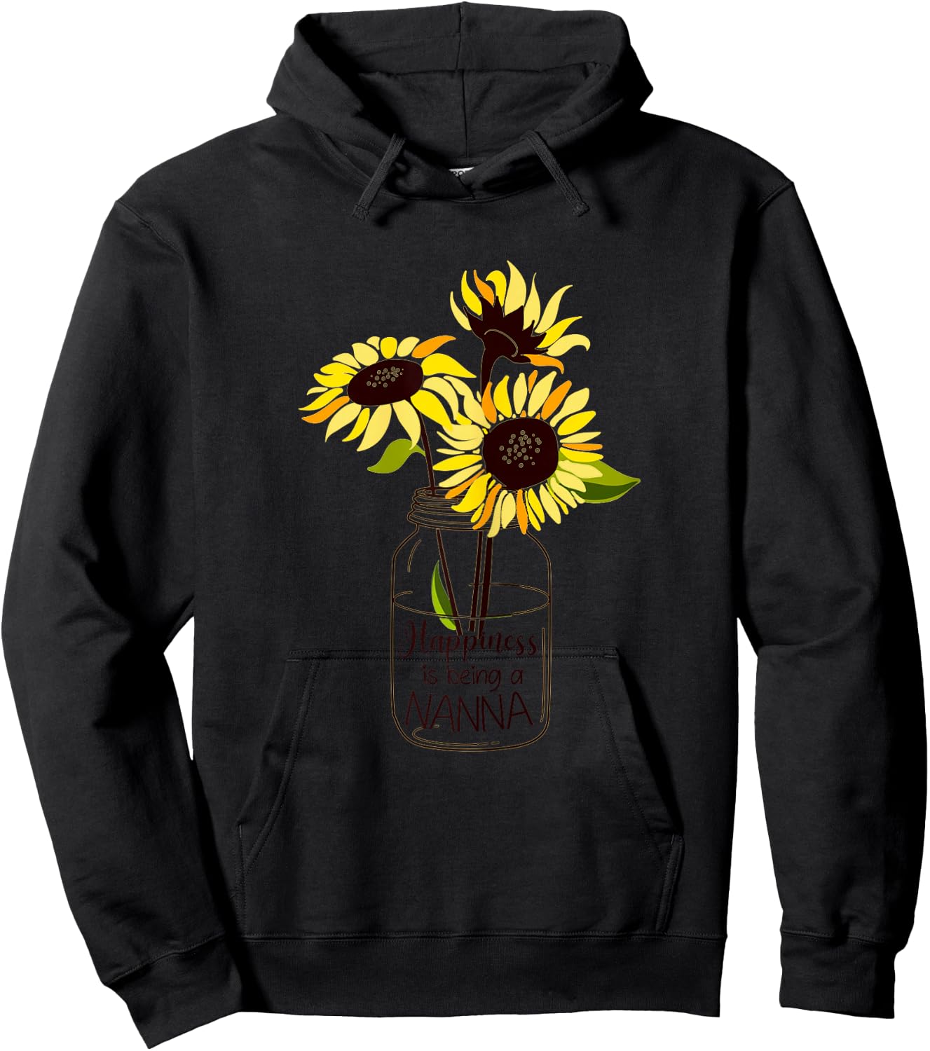 Happiness is Being Nanna Life Sunflower Art Grandma Hoodie - Hoodie | Black