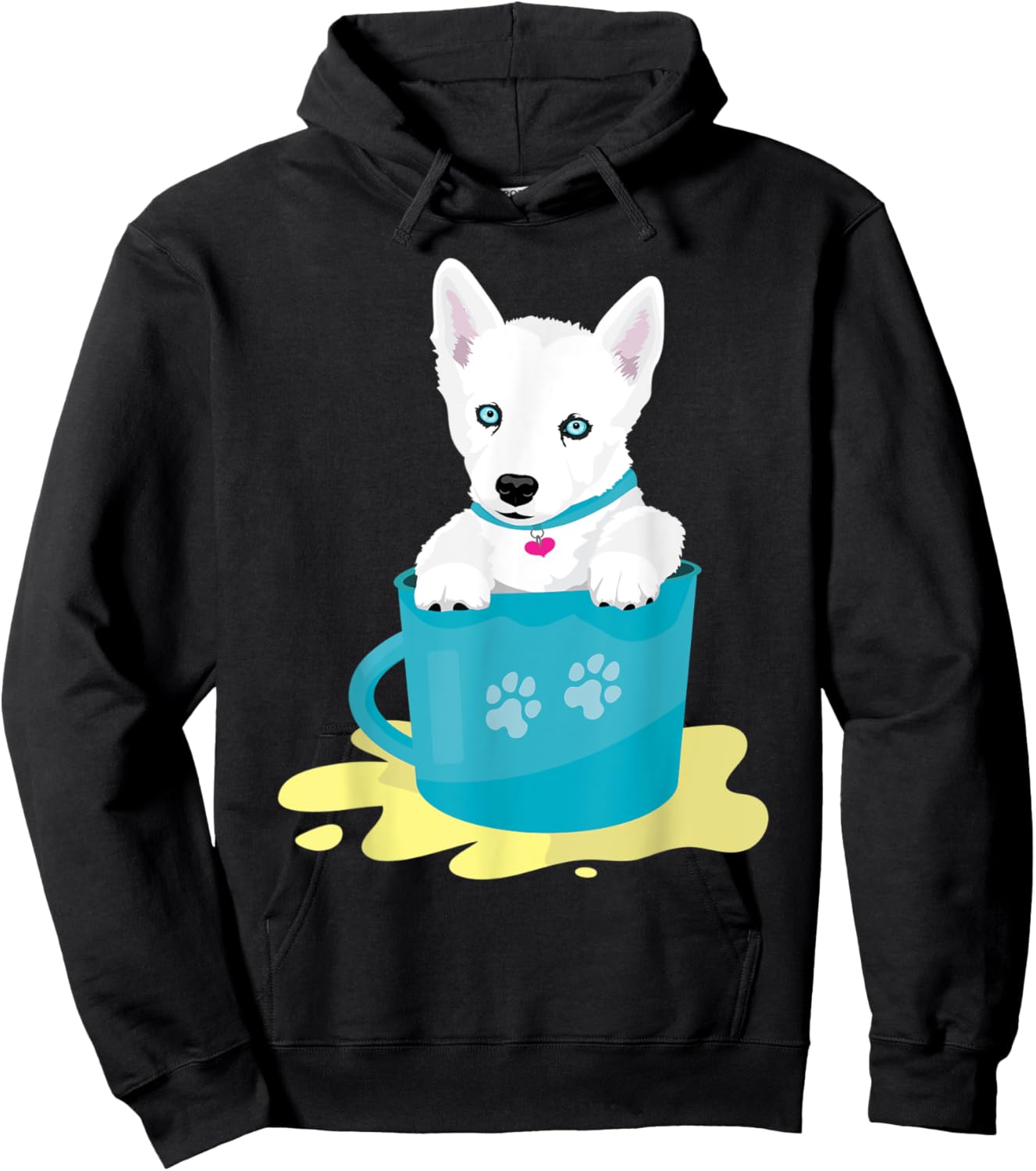 super cute white Siberian Husky puppy Hoodie - Hoodie | Black