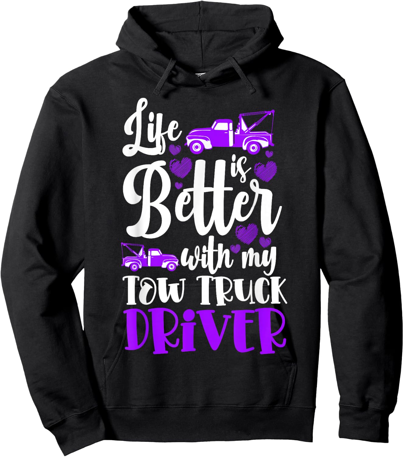 Trucker Tow Truck Operator Girlfriend Tow Truck Driver Woman Hoodie - Hoodie | Black