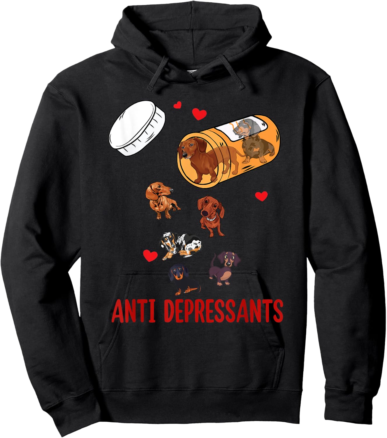 Wiener Dog Sausage Puppy Lover Antidepressants Dachshund Hoodie - Hoodie | Black