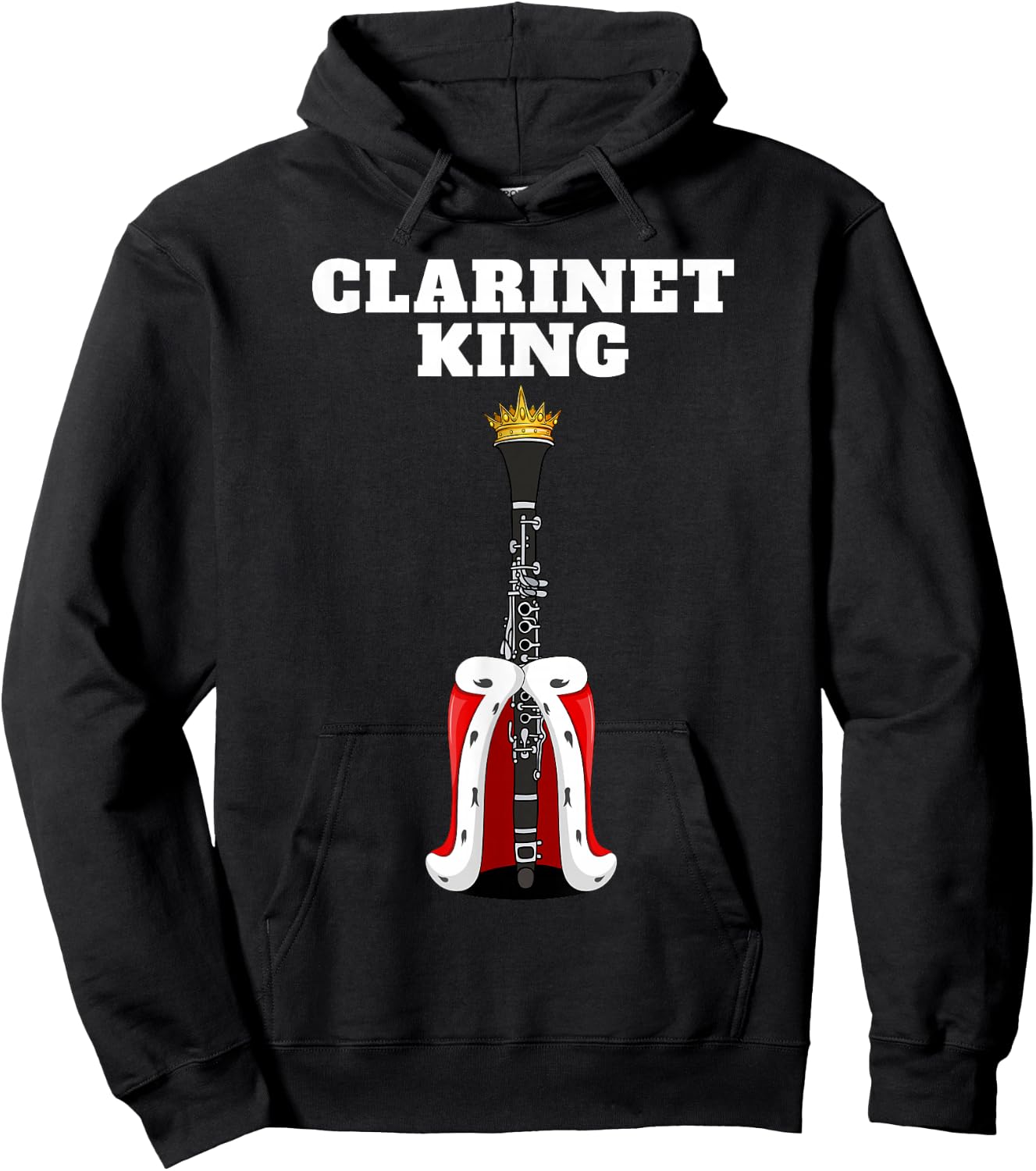 Clarinet Shirts for Boys | Black Clarinet King Hoodie - Hoodie | Black