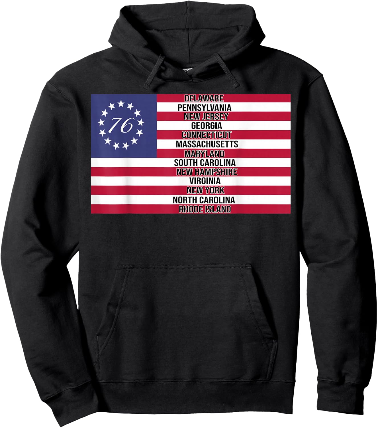 Betsy Ross Flag 1776 Patriot American 13 Original Colonies Hoodie - Hoodie | Black