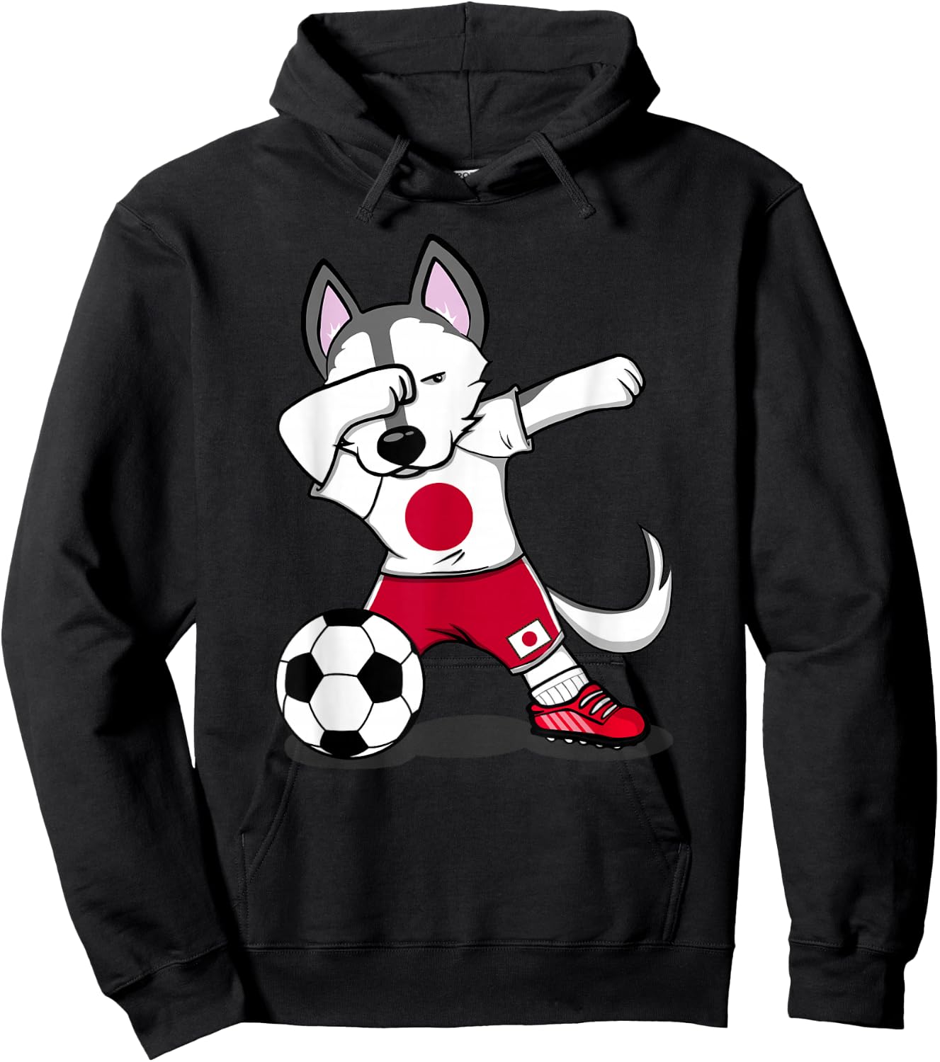 Dabbing Husky Japan Soccer Fans Jersey Japanese Football Art Hoodie - Hoodie | Black