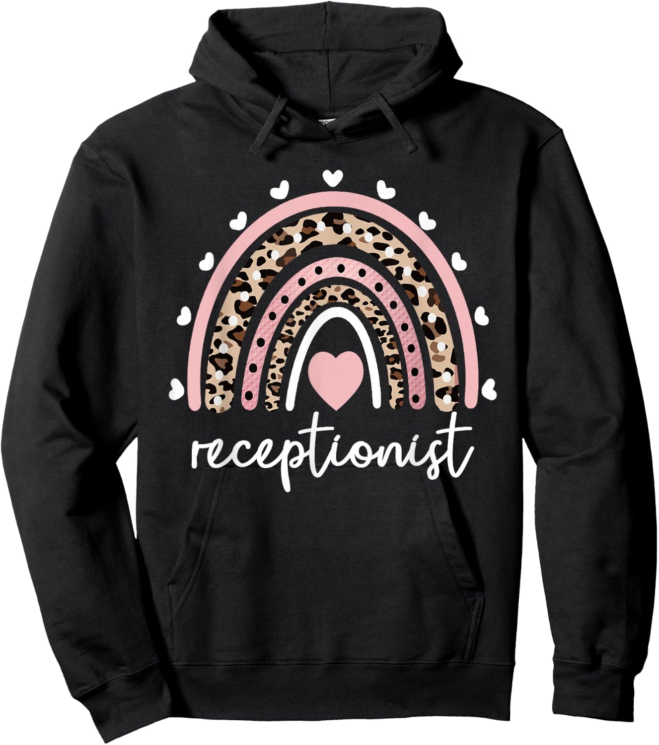 Receptionist Rainbow Reception Receptionist Hoodie - Hoodie | Black