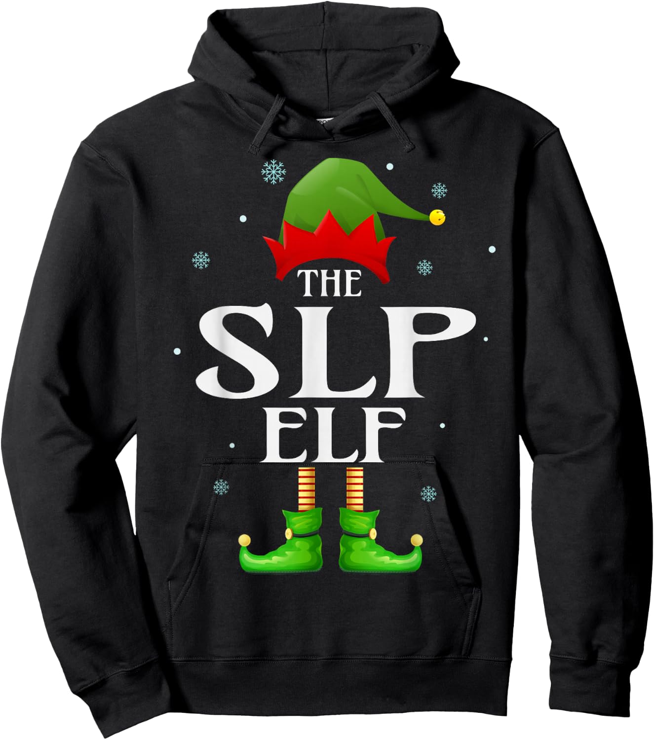 SLP Elf Xmas Funny Family Matching Group Christmas Pajama Hoodie - Hoodie | Black