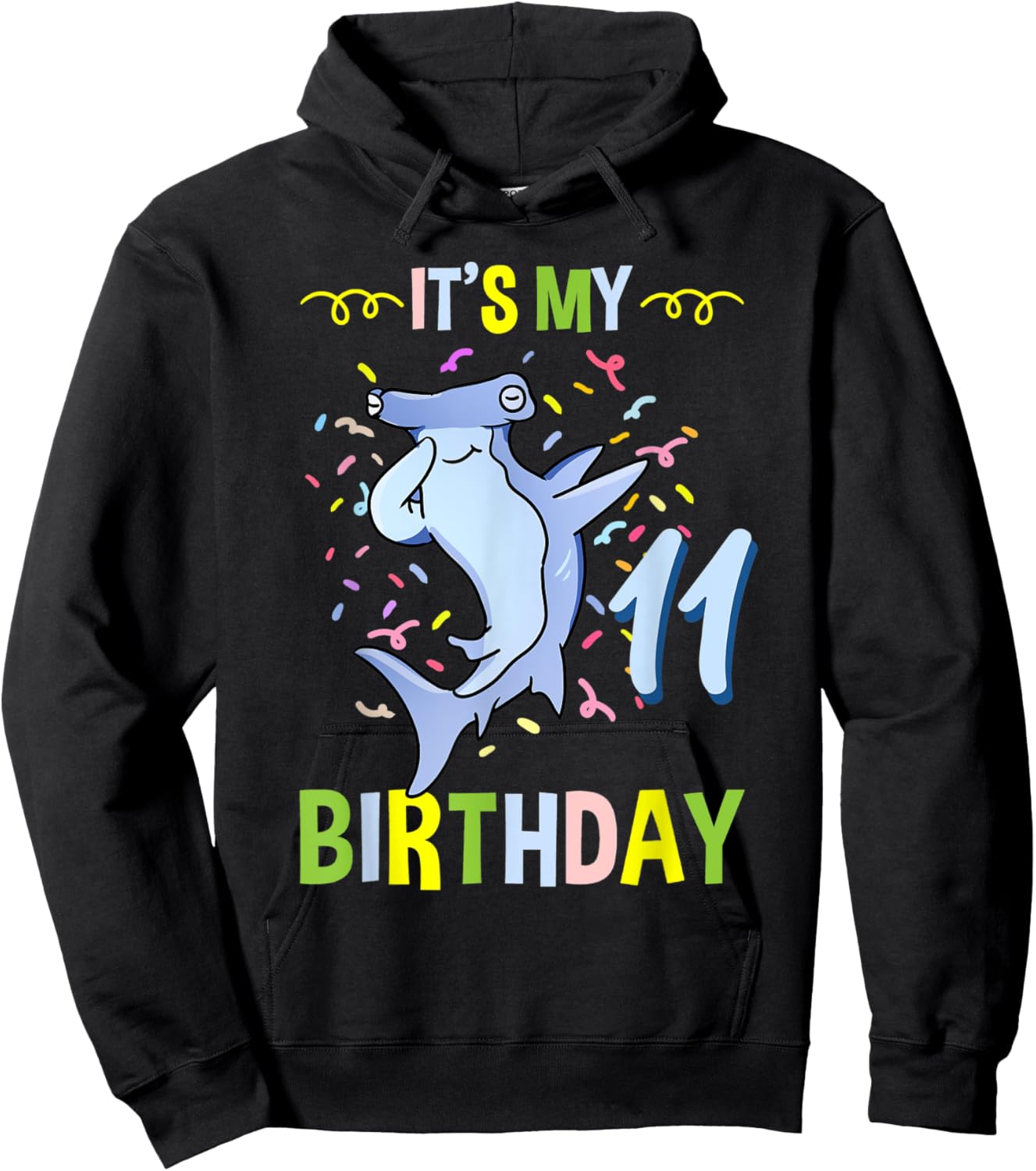Its My 11th Birthday Hammerhead Shark Hoodie - Hoodie | Black