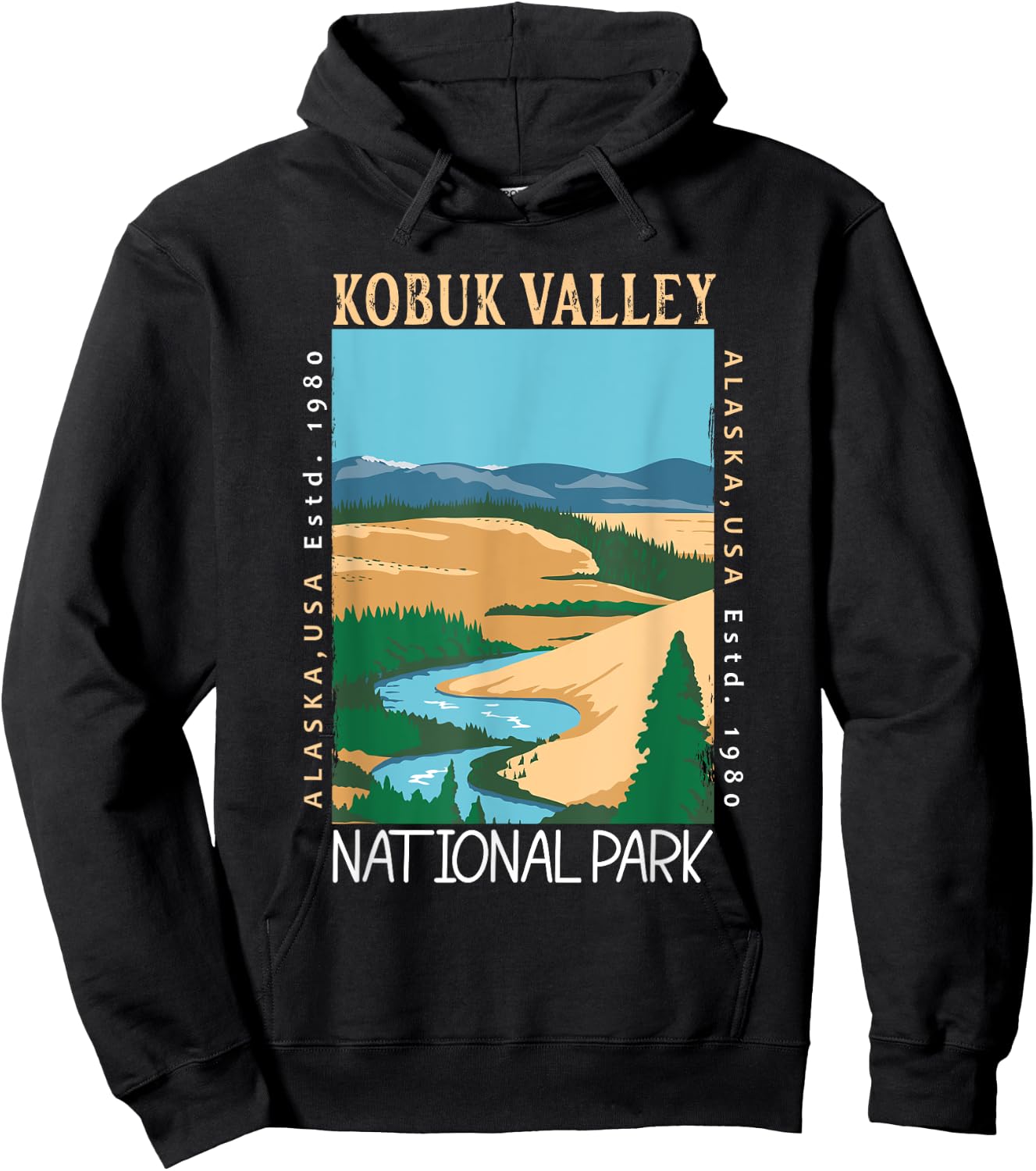 Kobuk Valley National Park Alaska Distressed Vintage Hoodie - Hoodie | Black