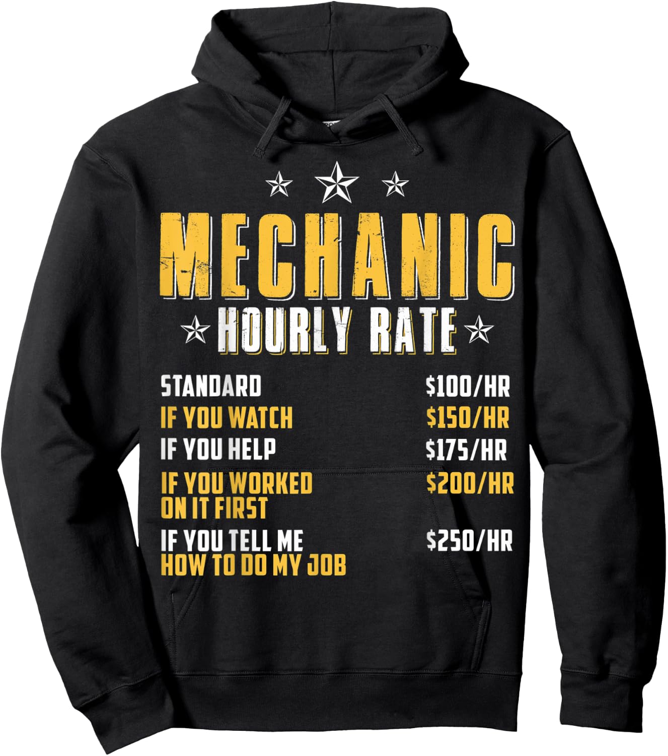 Car Mechanics Rate Garage Mechanics Mechanic Hourly Rate Hoodie - Hoodie | Black