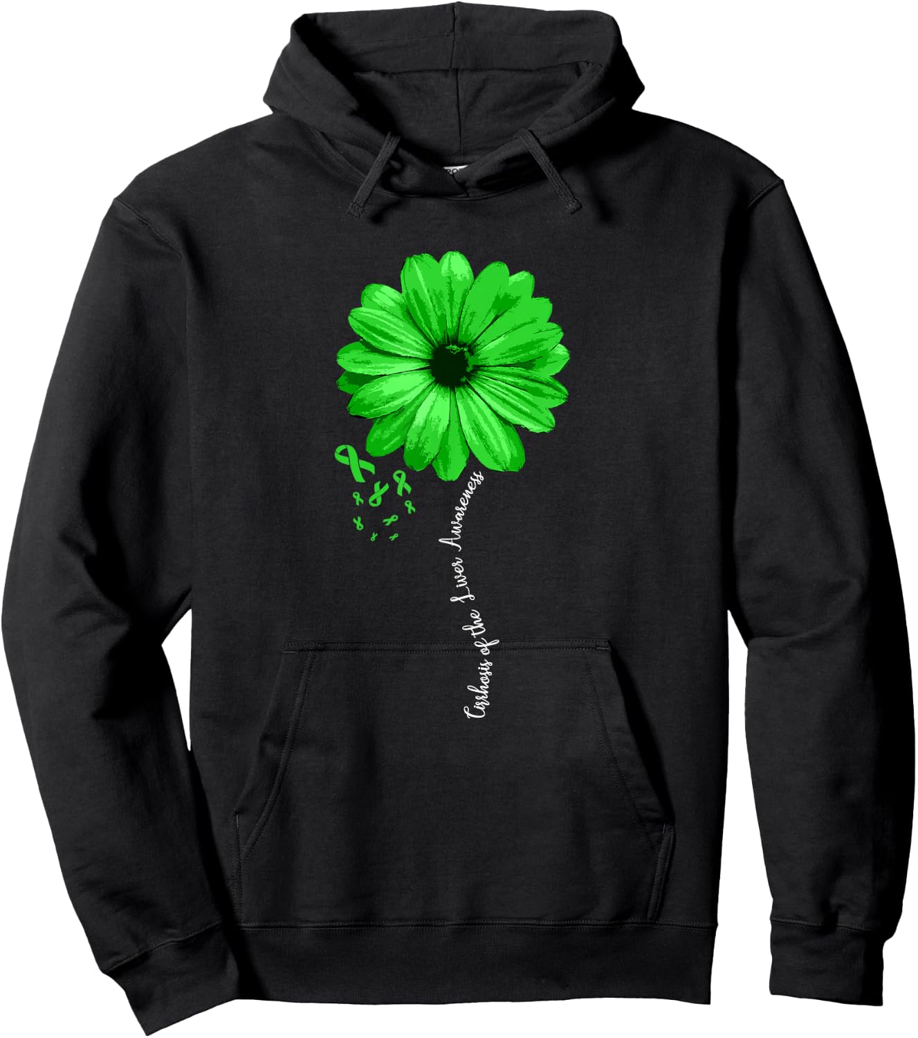 Cirrhosis of the Liver Awareness Products -Adults Black Floral Hoodie - Hoodie | Black