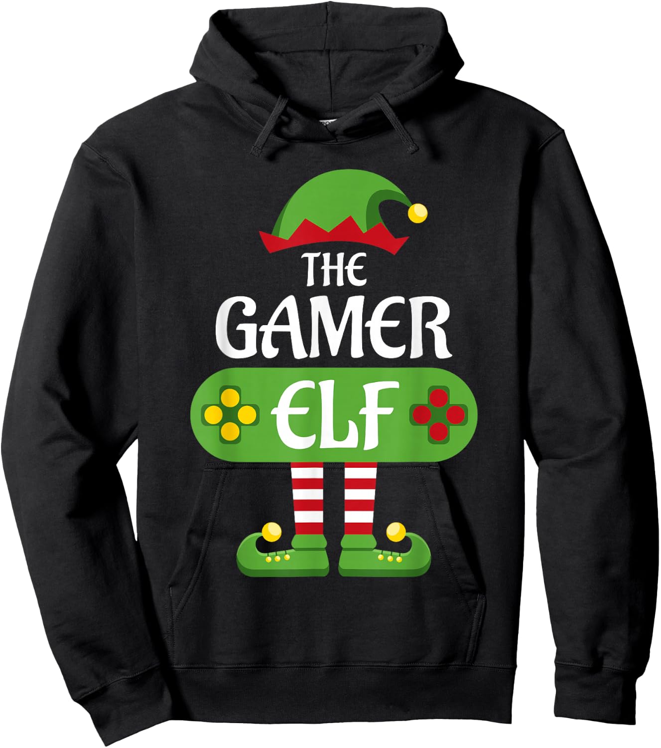 Gamer Elf Christmas Matching Group Family Hoodie - Hoodie | Black