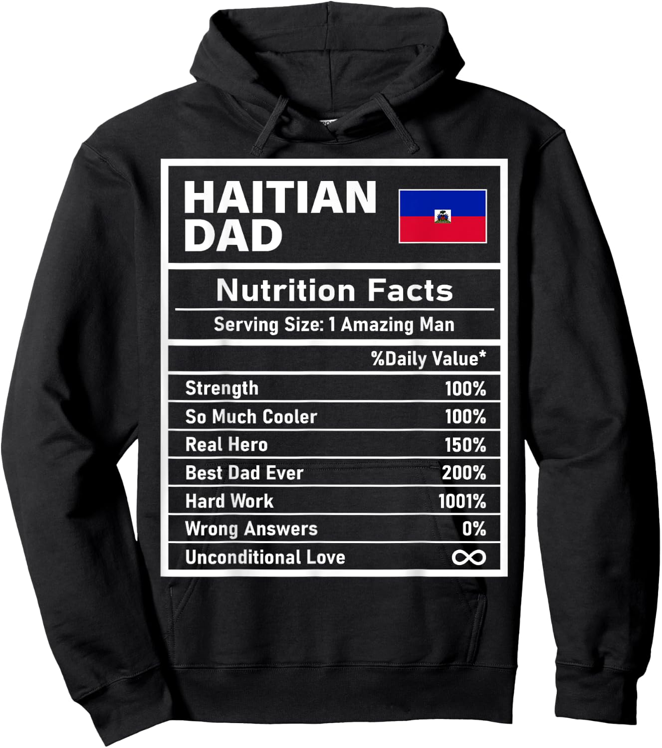 Haitian Dad Nutrition Facts Father's Day National Heritage Hoodie - Hoodie | Black