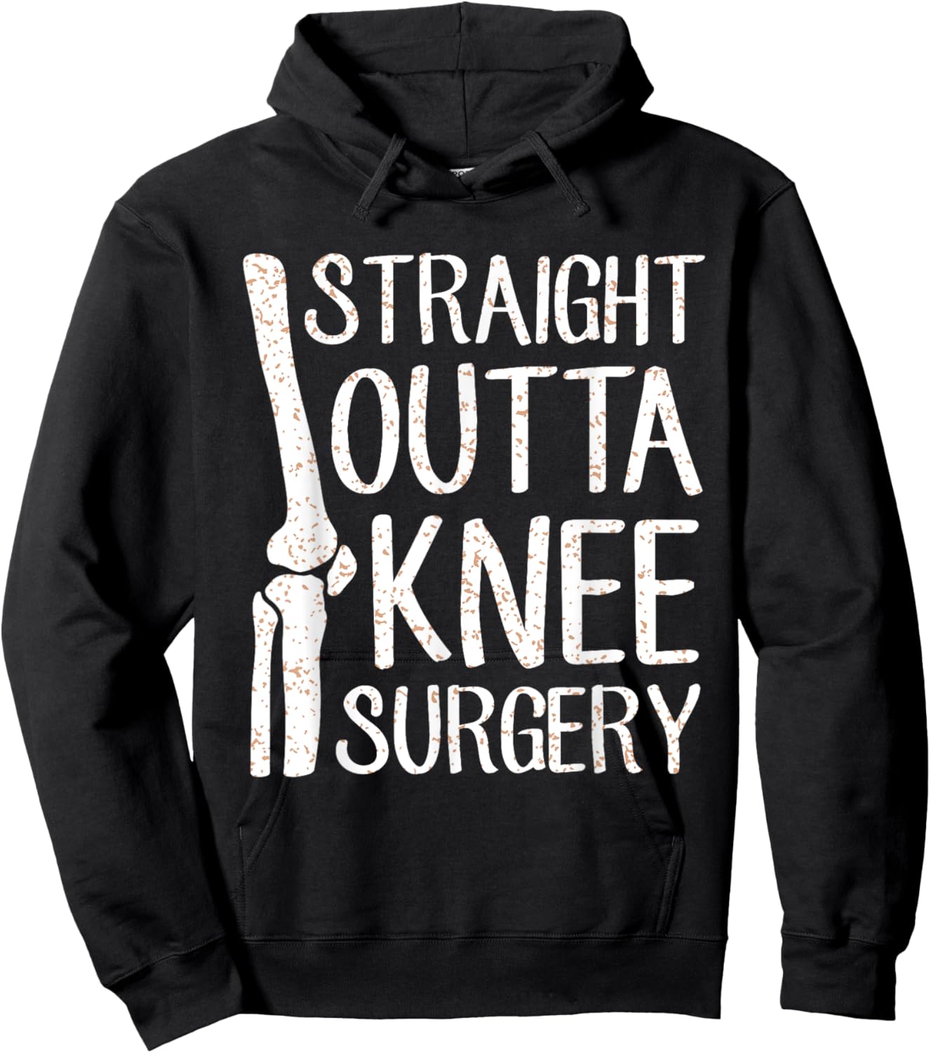 Straight Outta Knee Surgery Funny Get Well Recovery Gag Gift Hoodie - Hoodie | Black