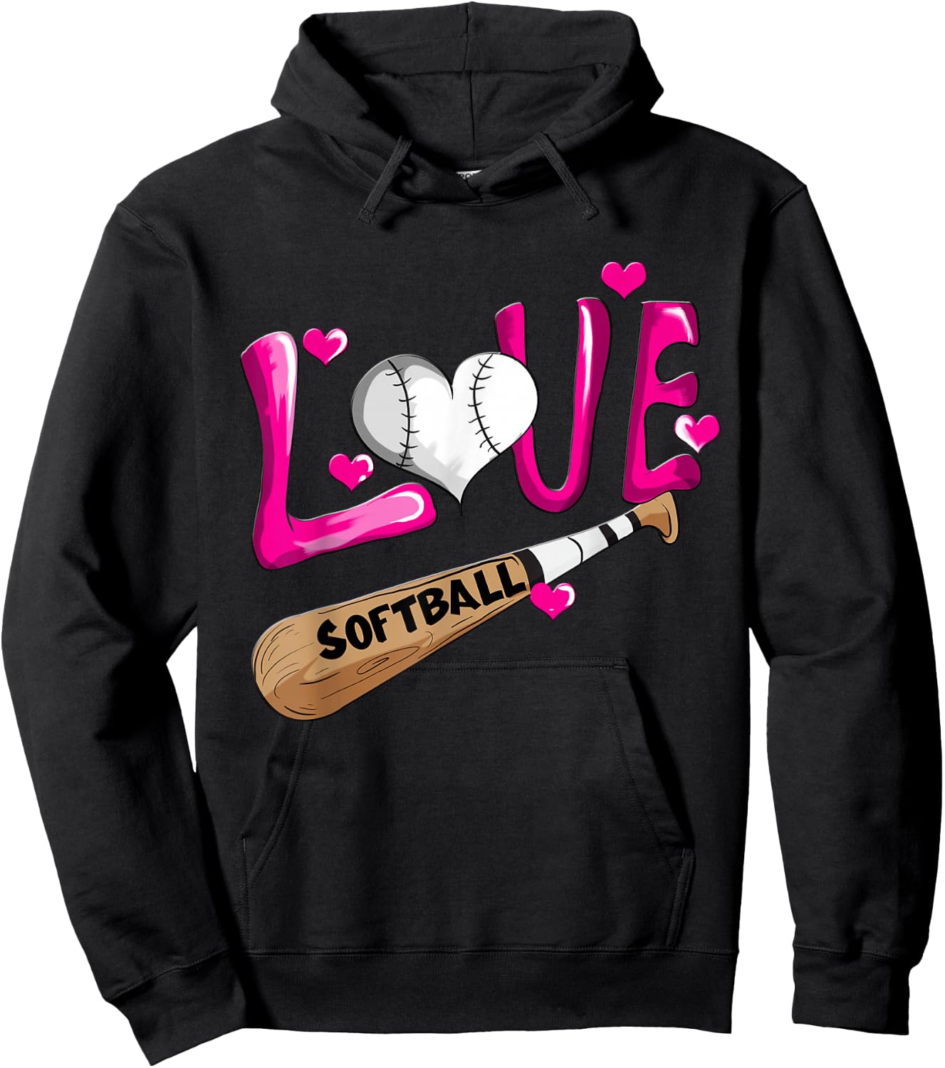Love Softball Girl Softball Bat Women Field Player Hoodie - Hoodie | Black