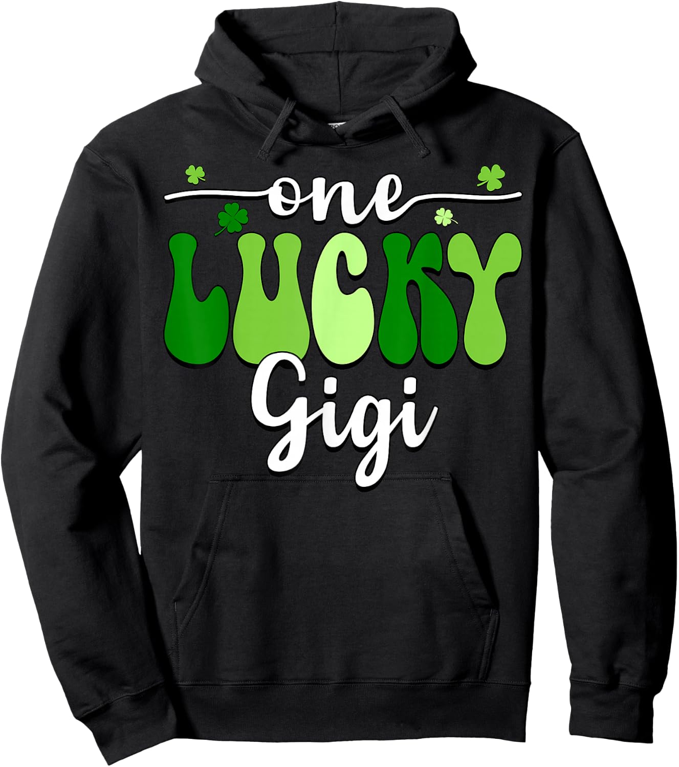 One Lucky Gigi Groovy Retro Gigi St Patrick's Day Hoodie - Hoodie | Black