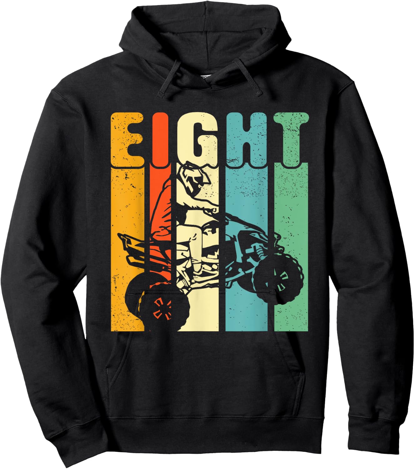 8th Birthday ATV Off Road Four Wheeler Quad Bike Mud Racing Hoodie - Hoodie | Black