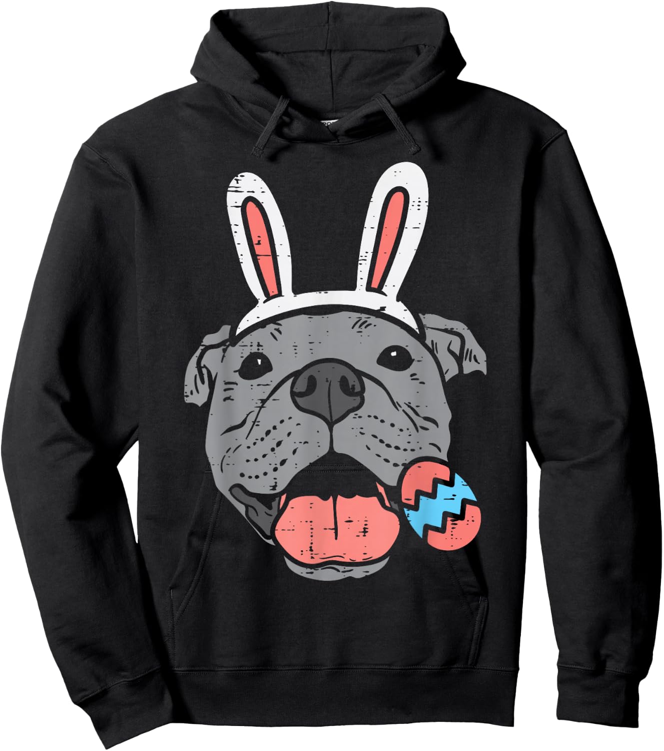 Easter Pitbull Bunny Face Pittie Dog Lover Men Women Kids Hoodie - Hoodie | Black
