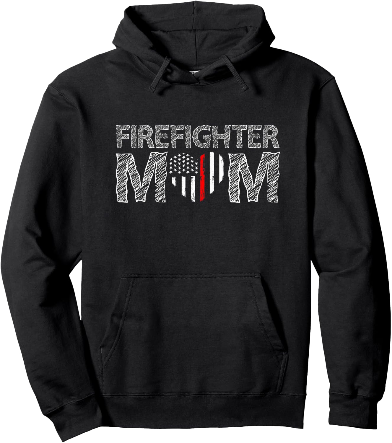 Firefighter Female Fire Fighter Firefighting Mom Red Line Hoodie - Hoodie | Black