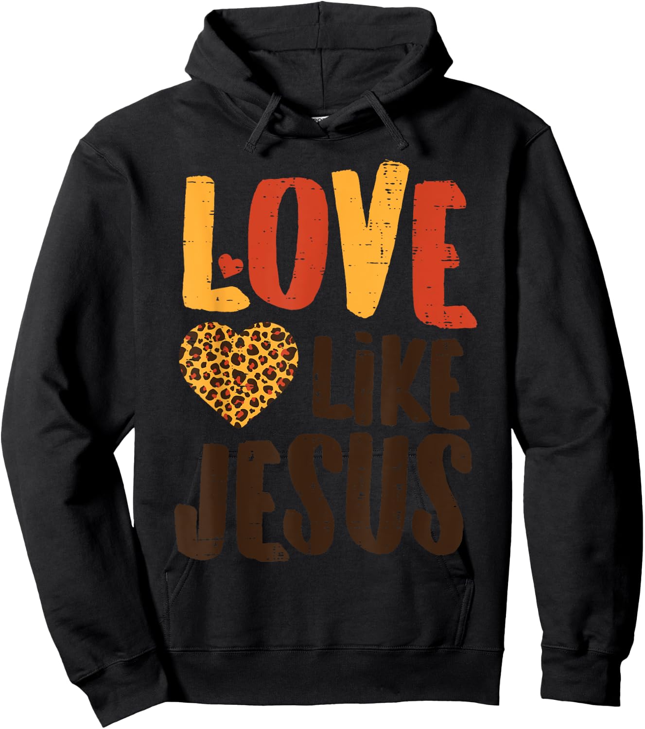 Love Like Jesus Leopard Heart God Christian Girls Women Hoodie - Hoodie | Black