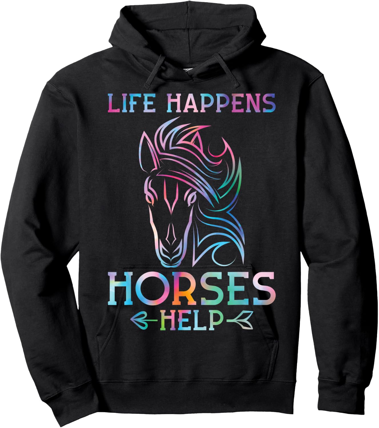 Life happens Horses help Horses Hoodie - Hoodie | Black