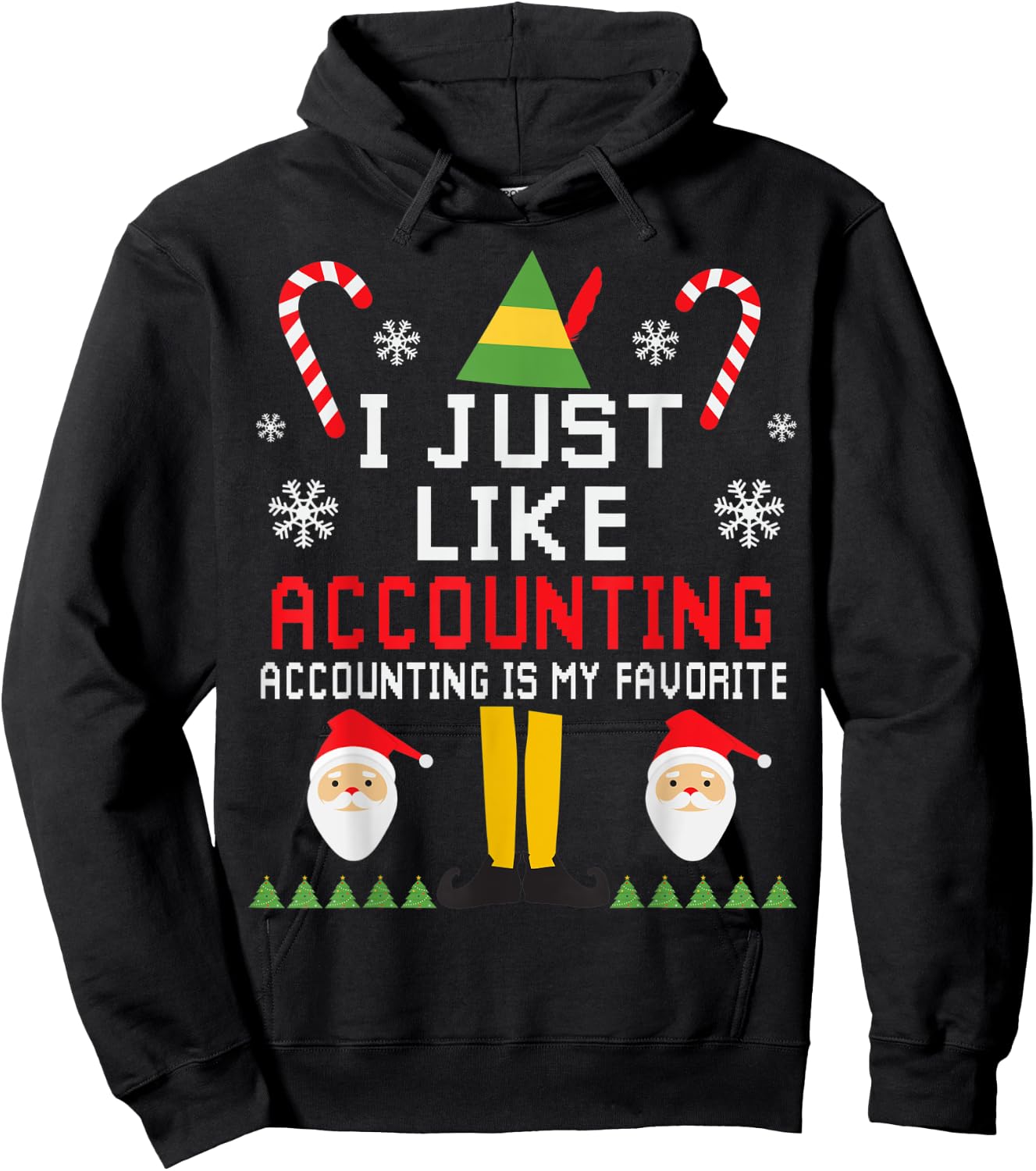 The Christmas Shop Accounting Christmas Graphic Shirt for Accountants, -Adults, Red, Small, , Classic Fit, Modern Ugly Sweater Style, Christmas, Celebration, Cotton, Polyester Hoodie - Hoodie | Black