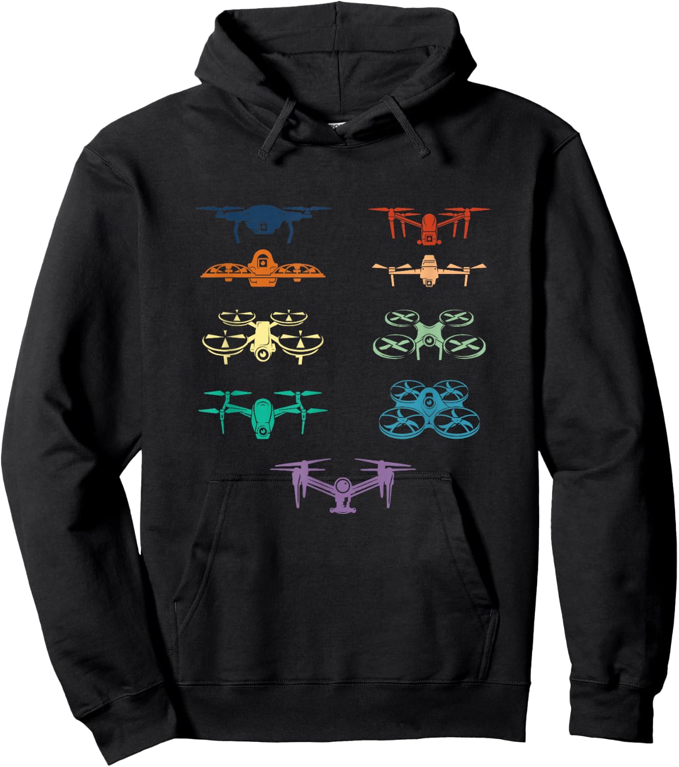 Vintage Drones Pilot Retro FPV Multicopter Quadcopter Racing Hoodie - Hoodie | Black