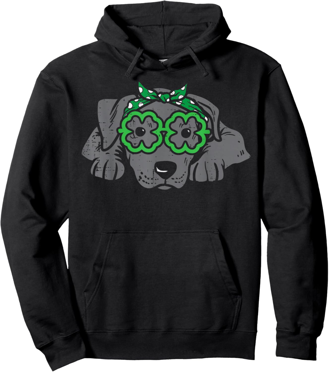 Pitbull Headband Shamrock Glasses St Patricks Day Dog Gift Hoodie - Hoodie | Black