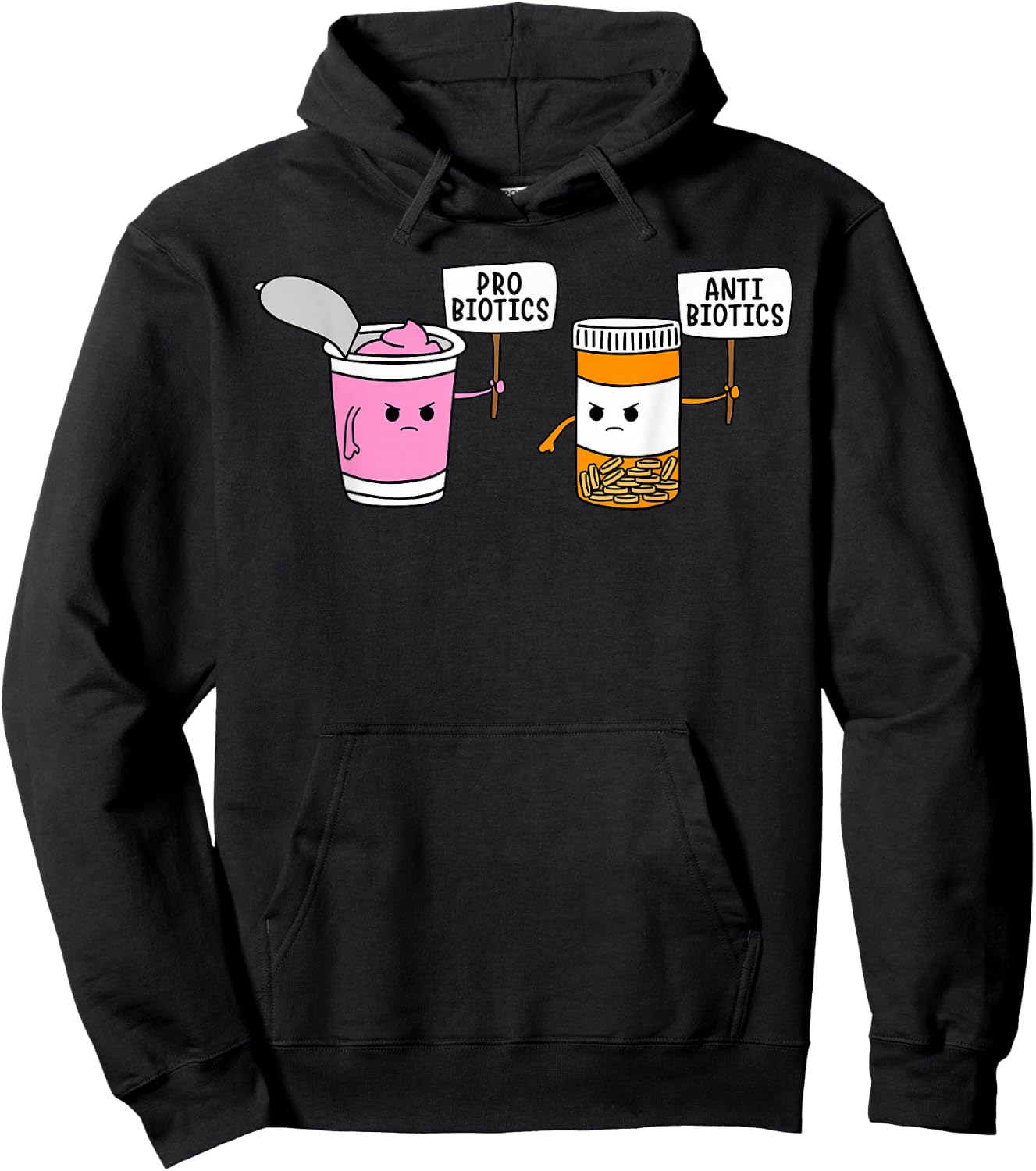 Probiotics Antibiotic Fun Medical Cartoon Pun Shirts Hoodie - Hoodie | Black