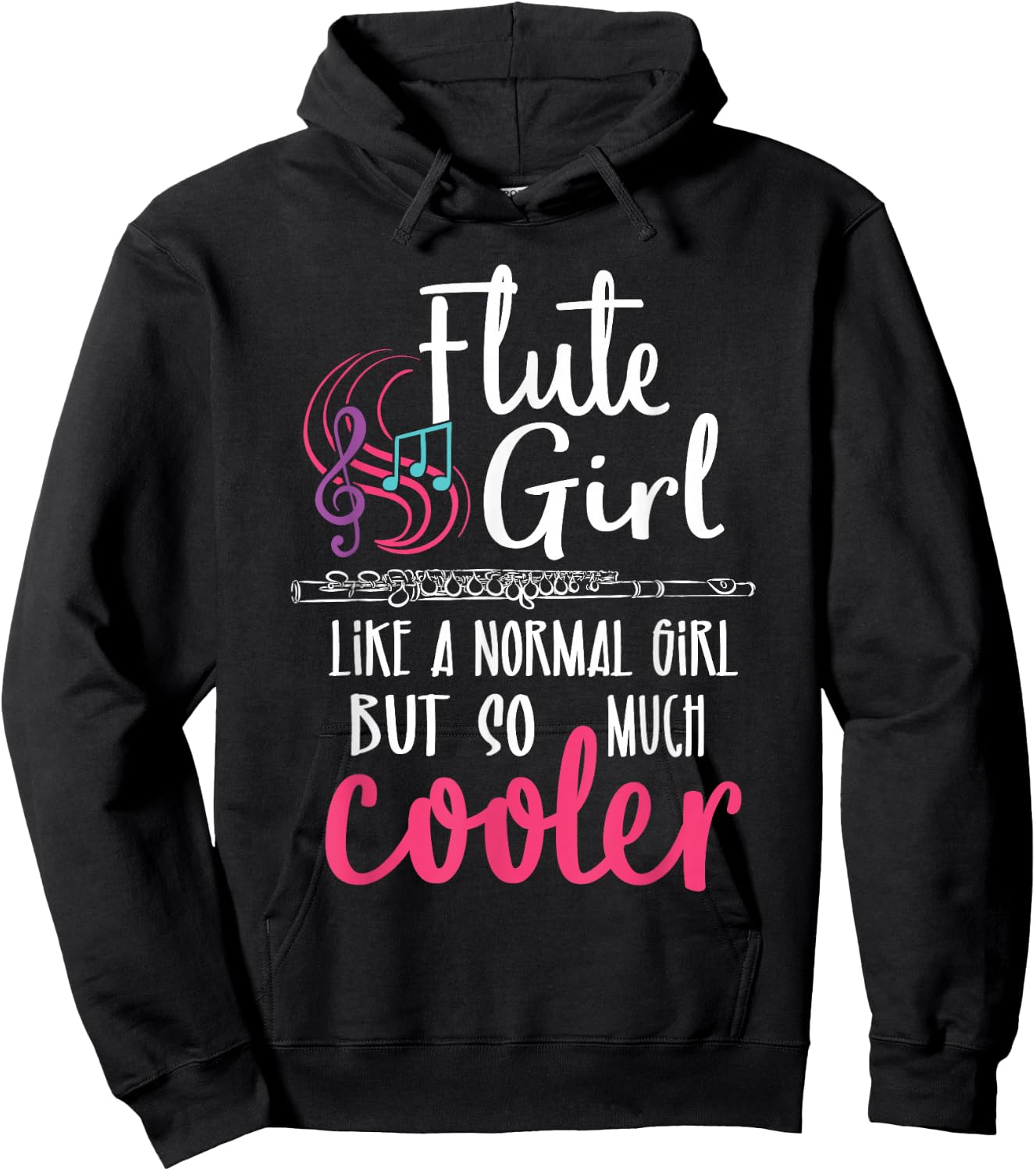 Flute Girl - Flute Player Flutist Marching Band Music Lover Hoodie - Hoodie | Black