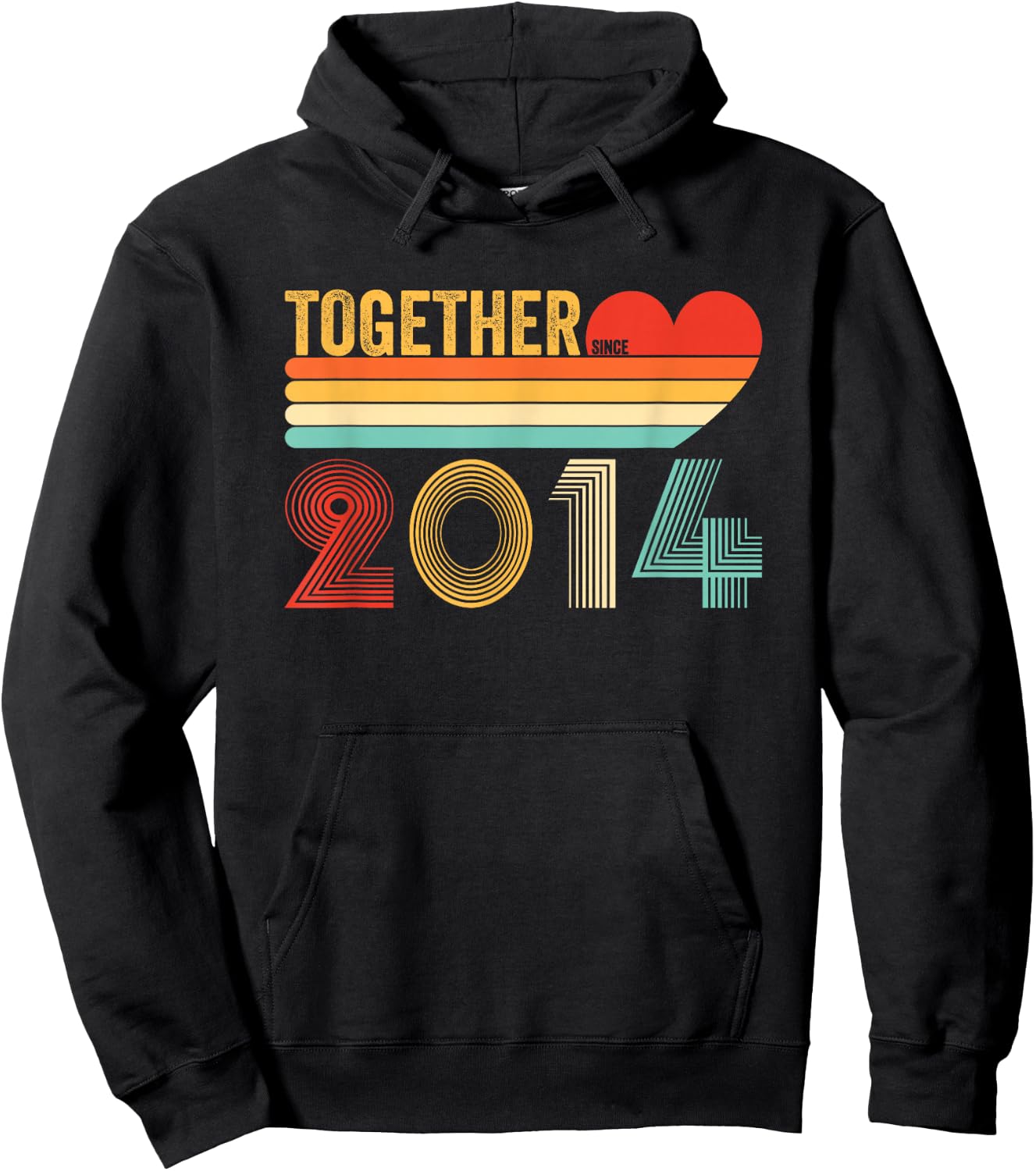 Together Since 2014 Couple Retro Anniversary Shirt Hoodie - Hoodie | Black