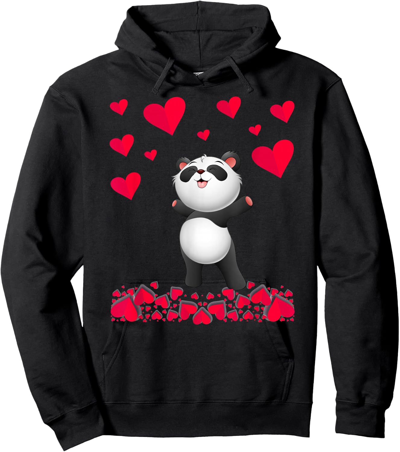 Panda Shirt and Girls | Valentine's Day Panda Hoodie - Hoodie | Black
