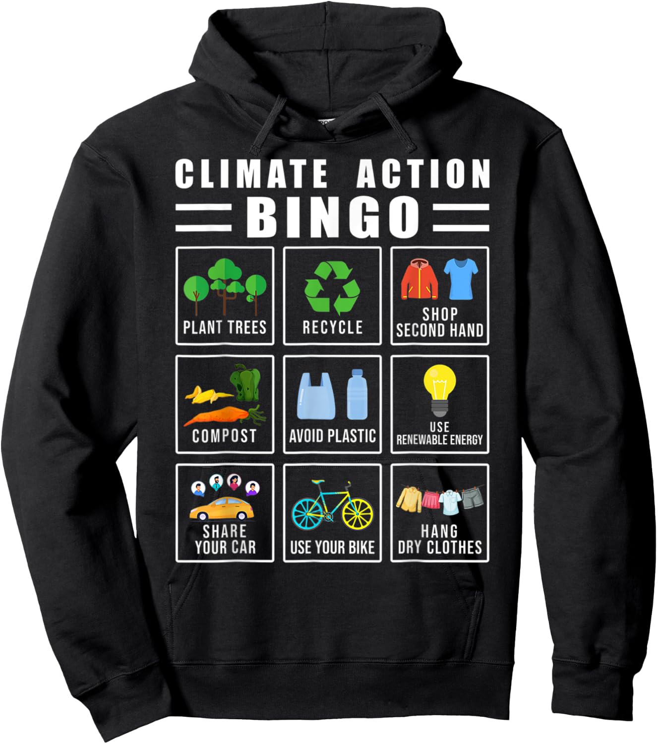 Climate Action Bingo Earth Day Climate Change Hoodie - Hoodie | Black