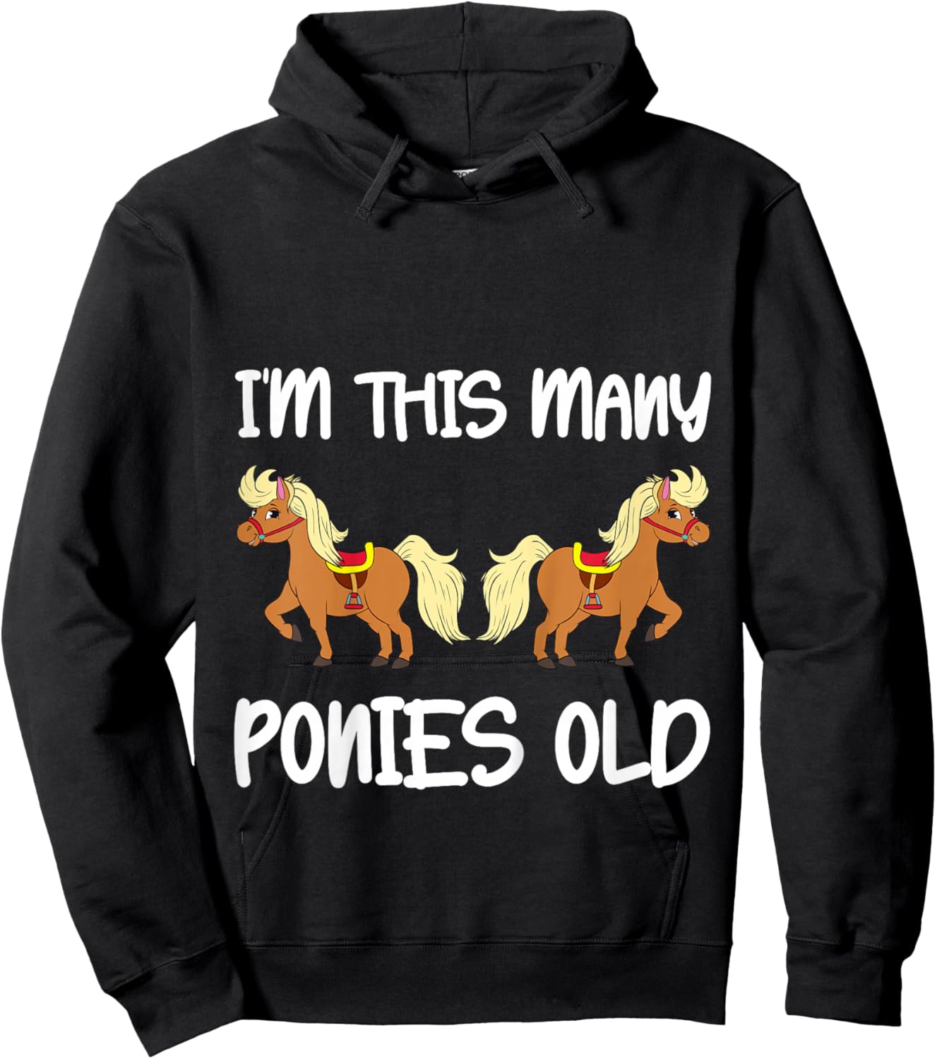 I'm This Many Ponies Old Girls 2nd Birthday 2 Years Pony Hoodie - Hoodie | Black
