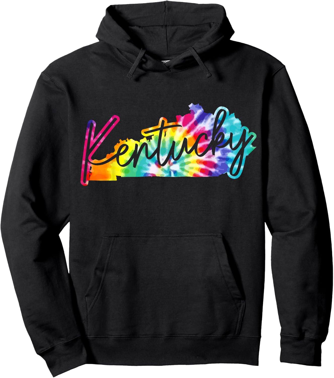 Kentucky Tie Dye State Map Pride Hippie Vintage Retro Hoodie - Hoodie | Black