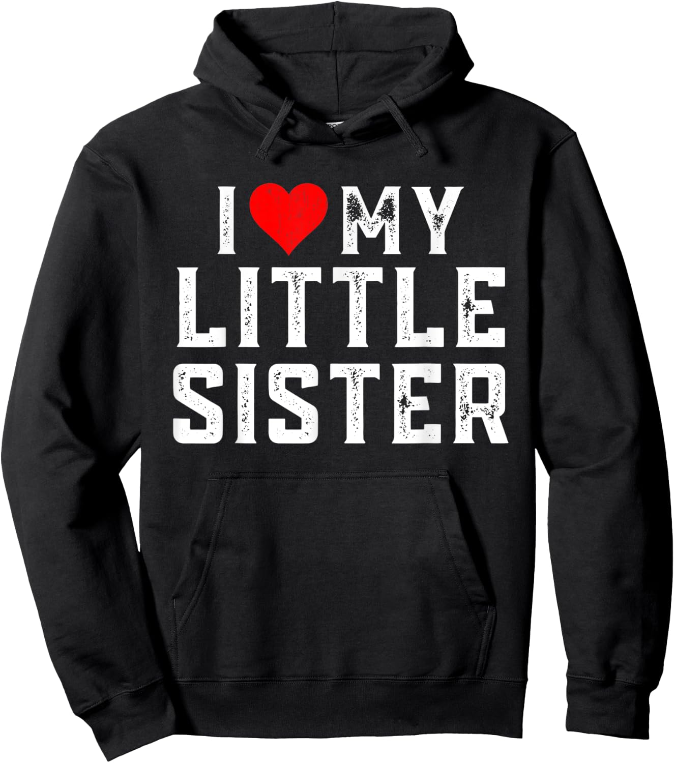 I Love My Little Sister Family Matching Heart Sister Hoodie - Hoodie | Black