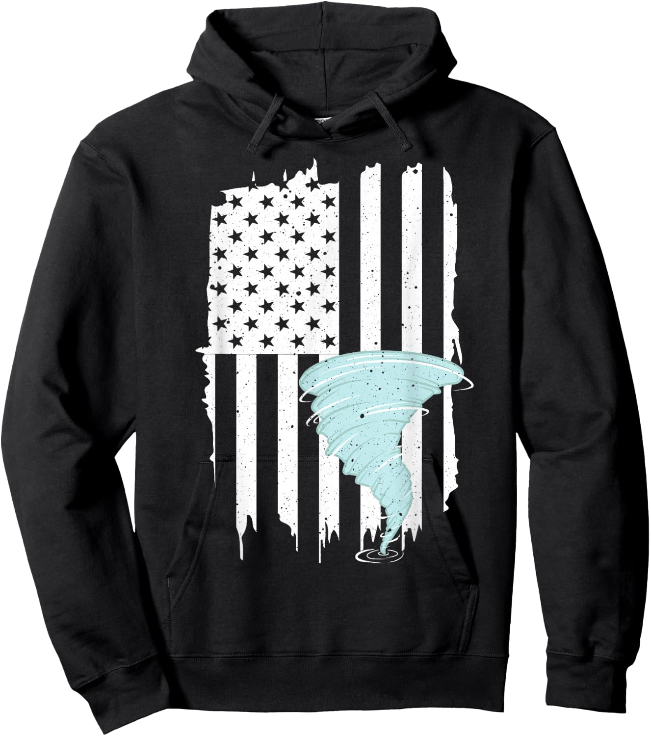 Tornado US Flag Hurricane Storm Tornado Chaser Men Women Hoodie - Hoodie | Black