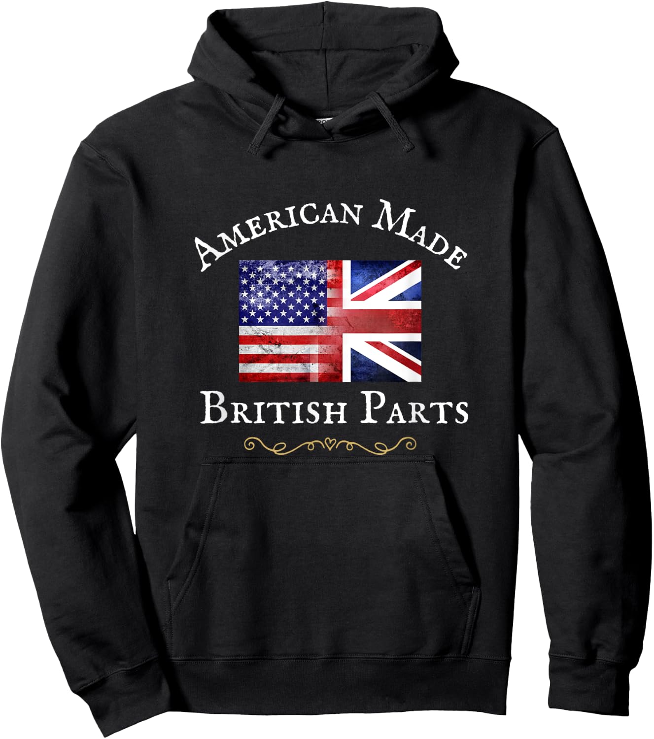 American Made British Parts, Women, Men, Usa British Flag Hoodie - Hoodie | Black