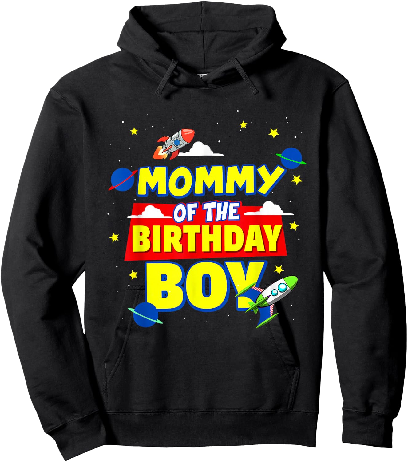 Mommy Of The Birthday Astronaut Boy Outer Space Theme Party Hoodie - Hoodie | Black