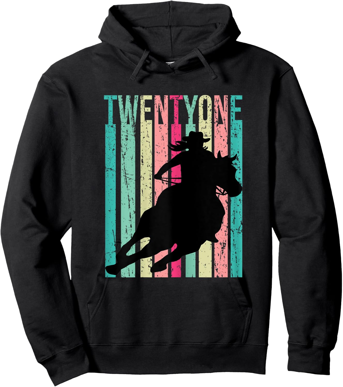 Retro Rodeo 21st Birthday Horse Lover Cowgirl Country 21 Hoodie - Hoodie | Black