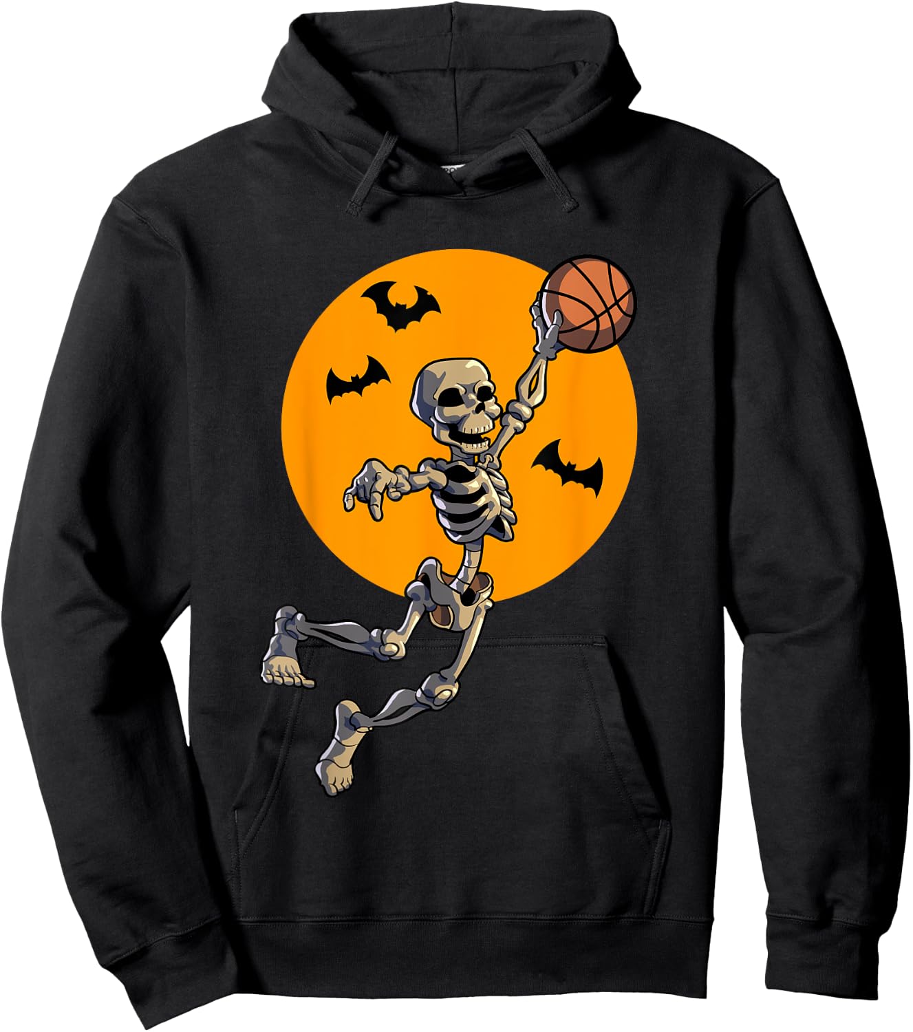 Basketball Skeleton Halloween Men Boys Basketball Halloween Hoodie - Hoodie | Black