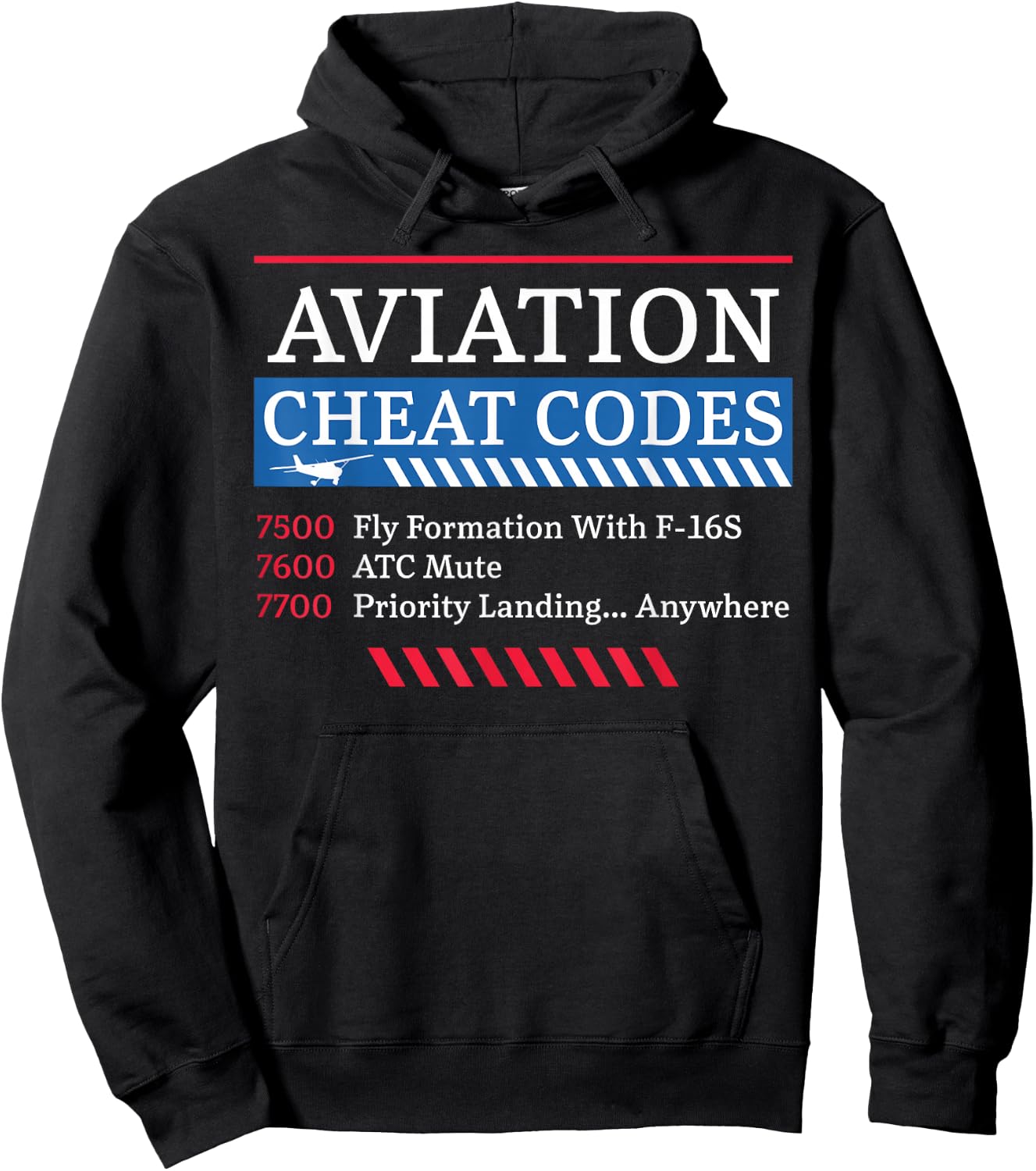 Airplane Pilot Aviation Cheat Codes 7500 Fly Formation With Hoodie - Hoodie | Black
