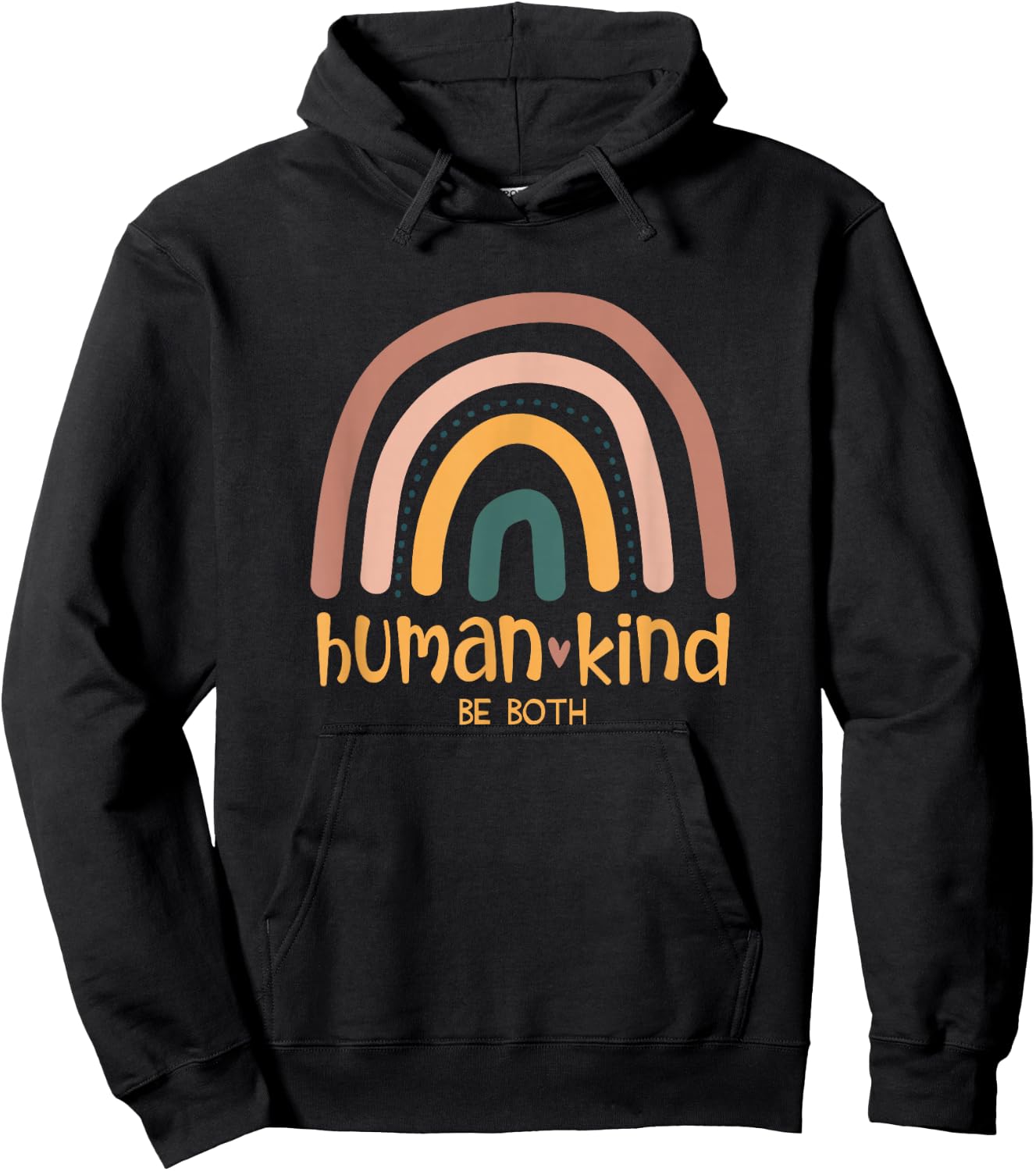 Human Kind Be Both Equality Kindness Humankind Retro Rainbow Hoodie - Hoodie | Black