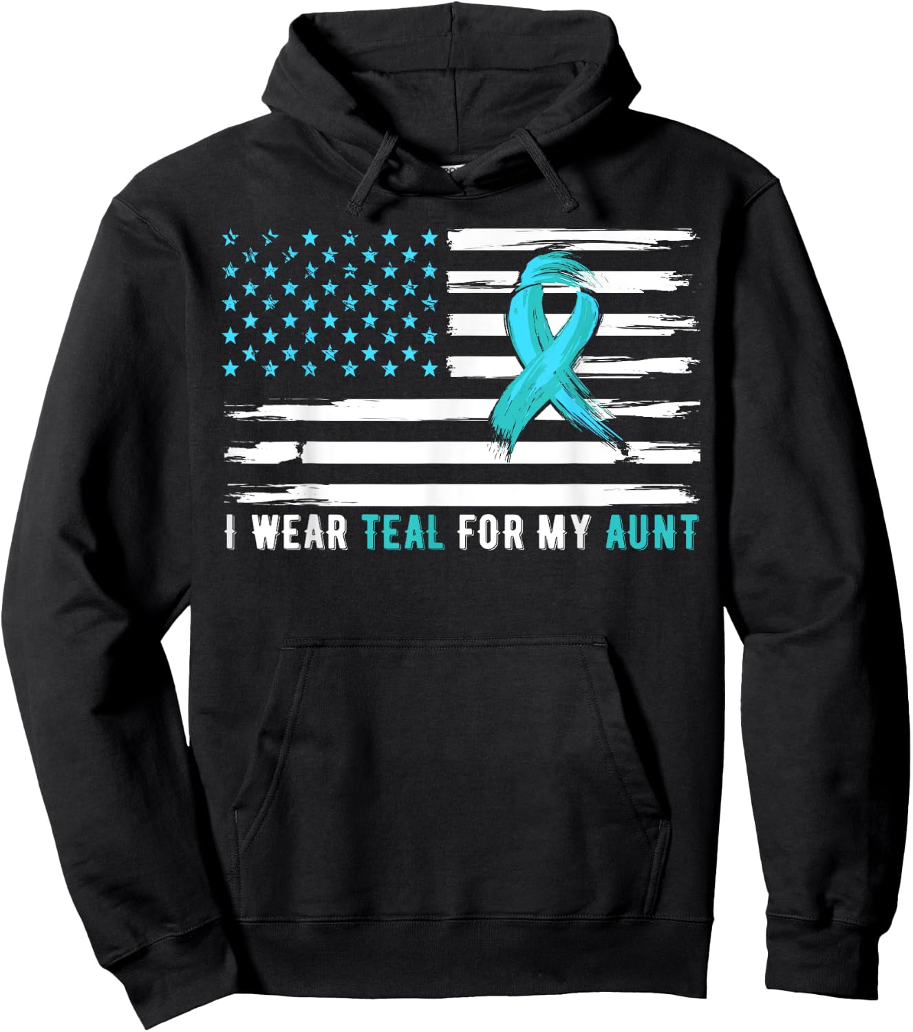 I Wear Teal For My Aunt Cervical Cancer Awareness Hoodie - Hoodie | Black