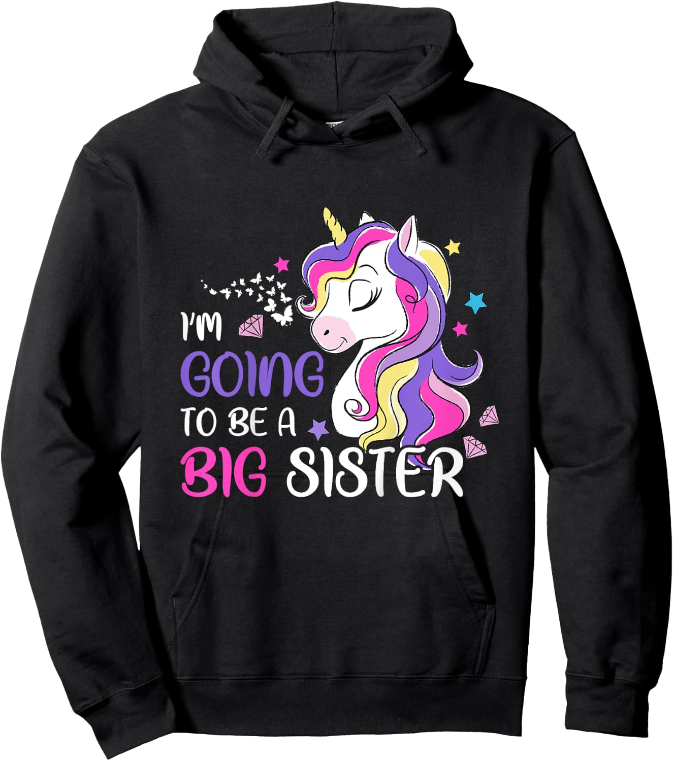 I'm Going To Be A Big Sister Unicorn Hoodie - Hoodie | Black