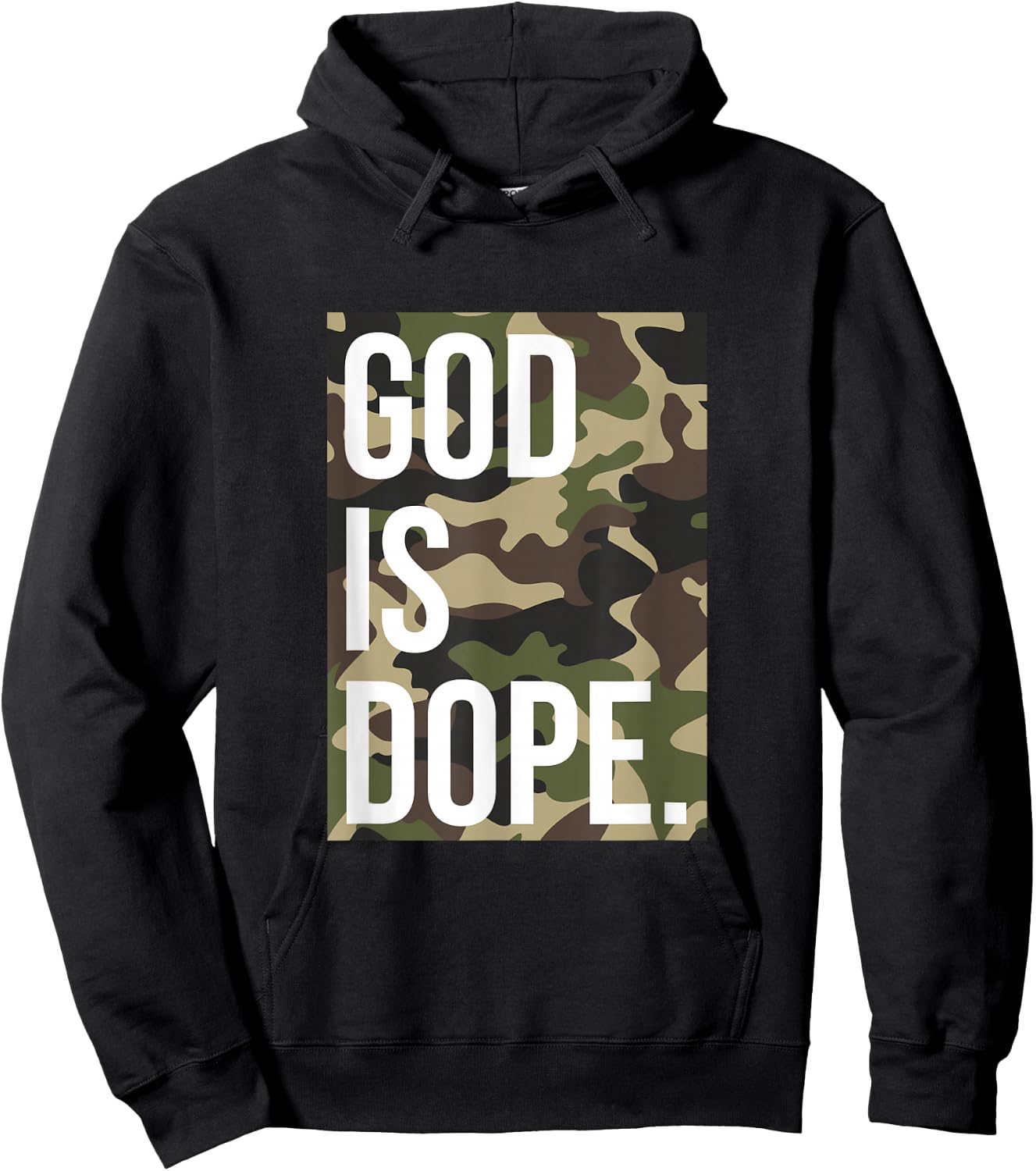 God is Dope in Camouflage Hoodie - Hoodie | Black
