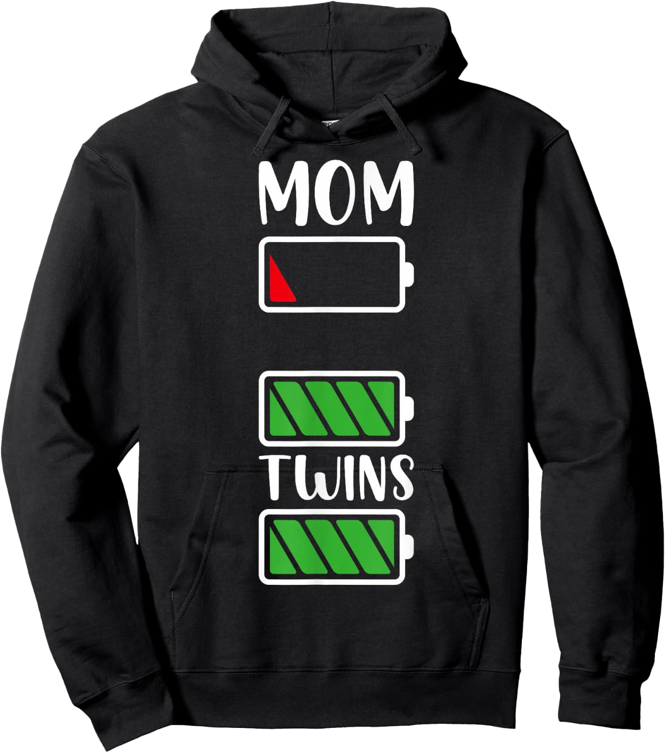 Low Battery Mom Twins Mom Twin Mama Of Twins Mom Twin Mama Hoodie - Hoodie | Black