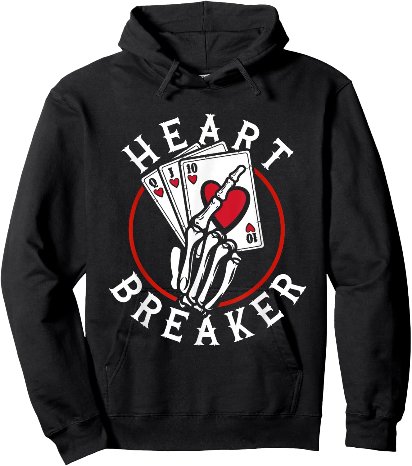 Heart Breaker Skeleton Playing Cards Poker Casino Love Game Hoodie - Hoodie | Black