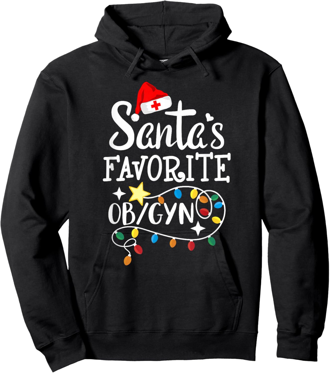 Santa's Favorite OB/GYN Christmas Obstetrician Gynecologist Hoodie - Hoodie | Black