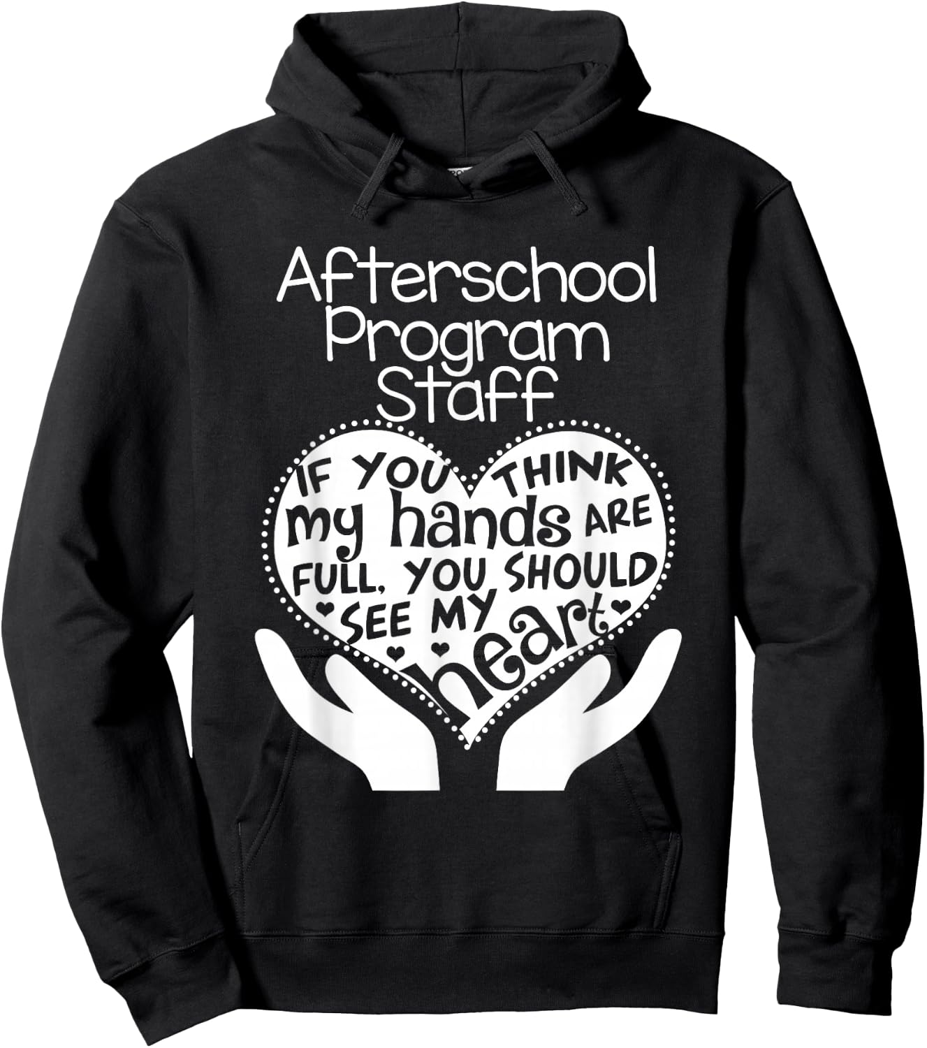 Afterschool Program Teacher T shirt Heart Hands School Gift Hoodie - Hoodie | Black