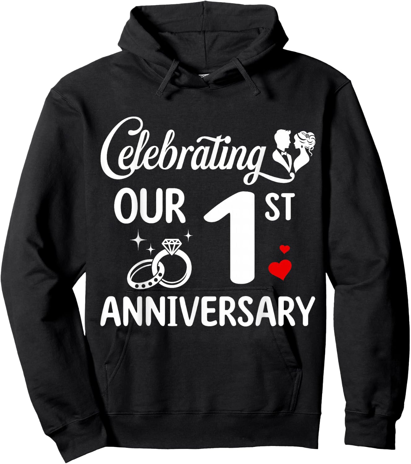 Celebrating Our 1st Wedding Anniversary Marriage 1 Years Hoodie - Hoodie | Black